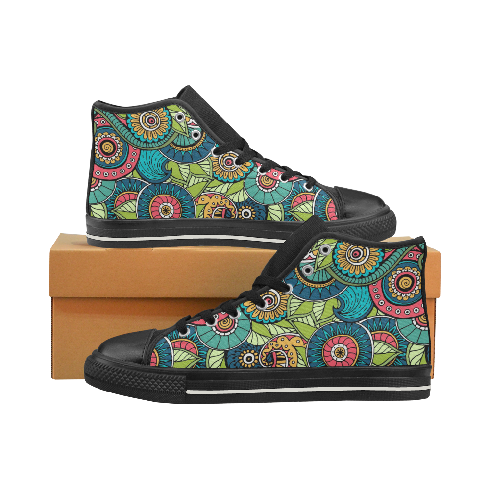 Mandala Pattern High Top Canvas Shoes for Kid (Model 017)