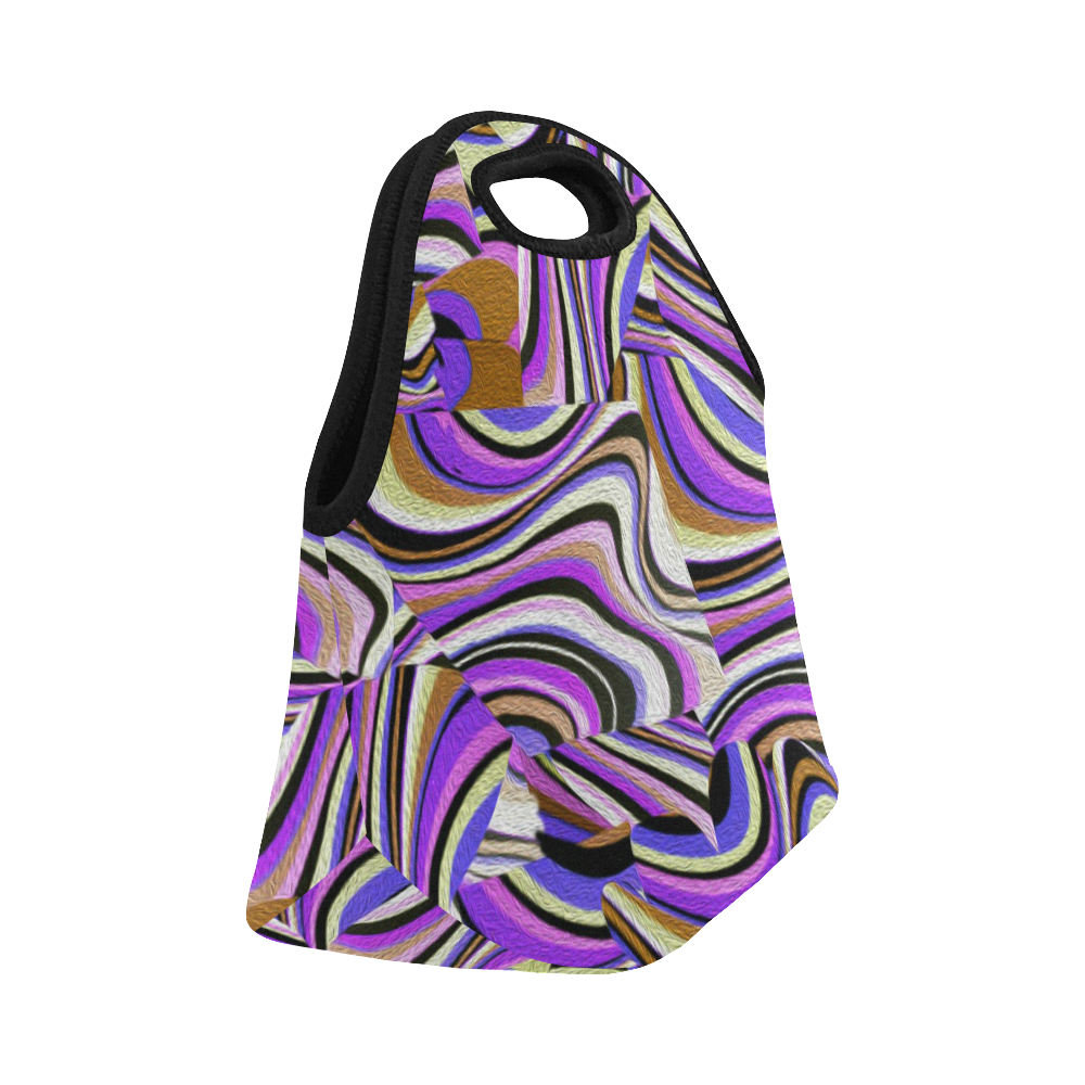 Groovy Retro Renewal - Purple Waves Neoprene Lunch Bag/Small (Model 1669)