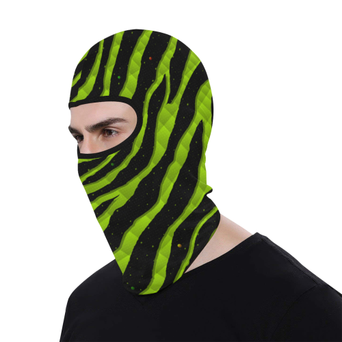 Ripped SpaceTime Stripes - Lime All Over Print Balaclava
