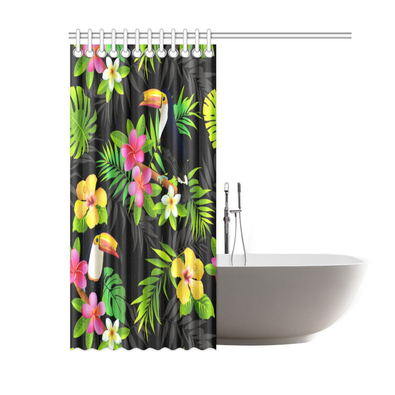 Toucans And Tropical Plants Pattern Shower Curtain 60"x72"