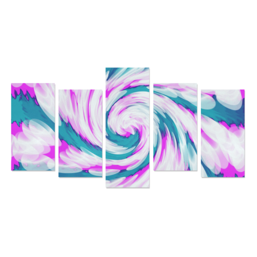 Turquoise Pink Tie Dye Swirl Abstract Canvas Print Sets E (No Frame)