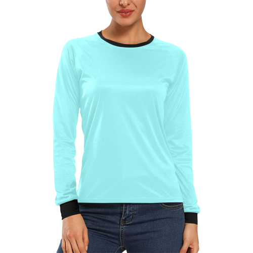 color ice blue Women's All Over Print Long Sleeve T-shirt (Model T51)