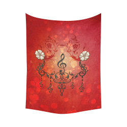 Music clef with floral design Cotton Linen Wall Tapestry 60"x 80"