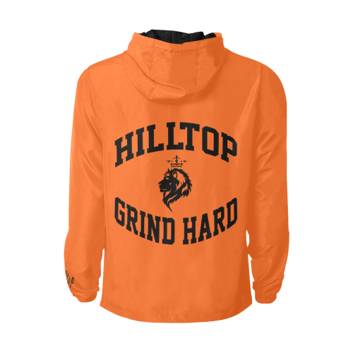 HillTop Orange All Over Print Quilted Windbreaker for Men (Model H35)