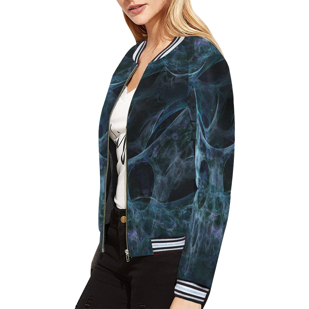 Caught in a Spider Web All Over Print Bomber Jacket for Women (Model H21)