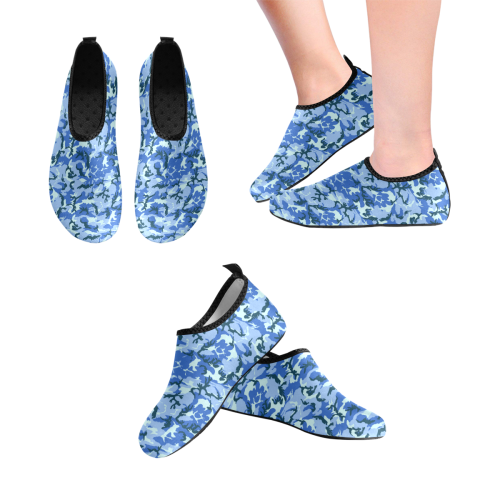 Woodland Blue Camouflage Kids' Slip-On Water Shoes (Model 056)