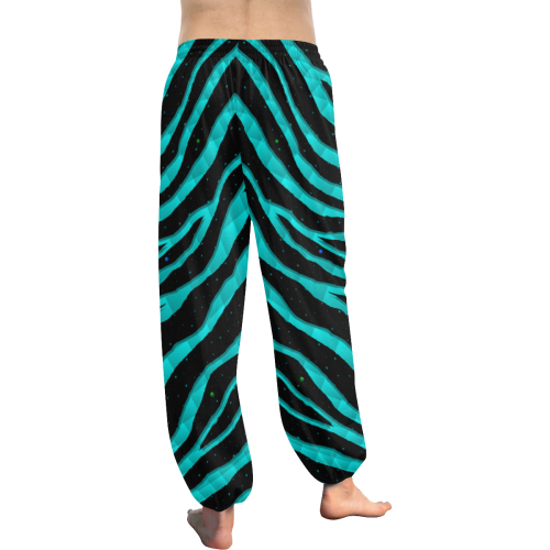 Ripped SpaceTime Stripes - Cyan Women's All Over Print Harem Pants (Model L18)