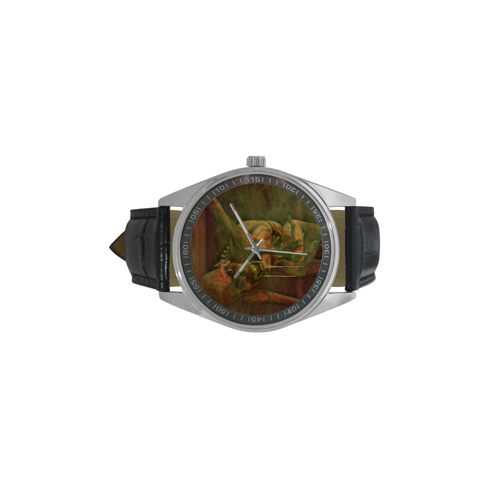 The Life of a Zombie Men's Casual Leather Strap Watch(Model 211)