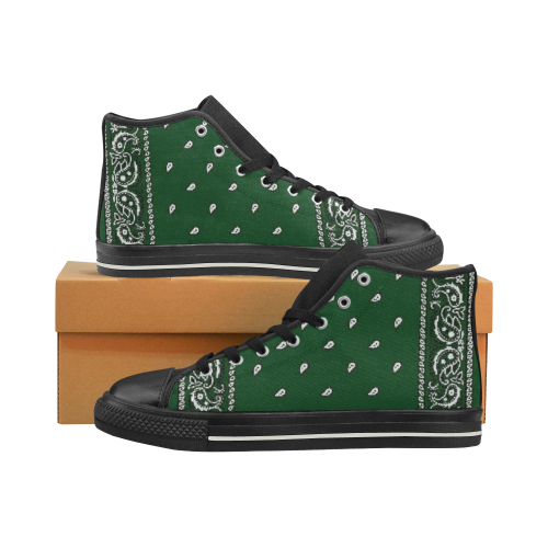 KERCHIEF PATTERN GREEN Men’s Classic High Top Canvas Shoes (Model 017)
