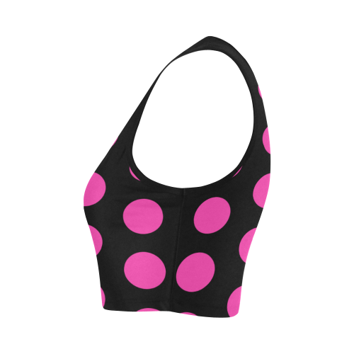 pink polka dots Women's Crop Top (Model T42)