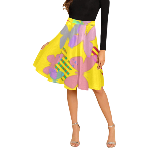 Colorful Butterflies ZFFF Melete Pleated Midi Skirt (Model D15)