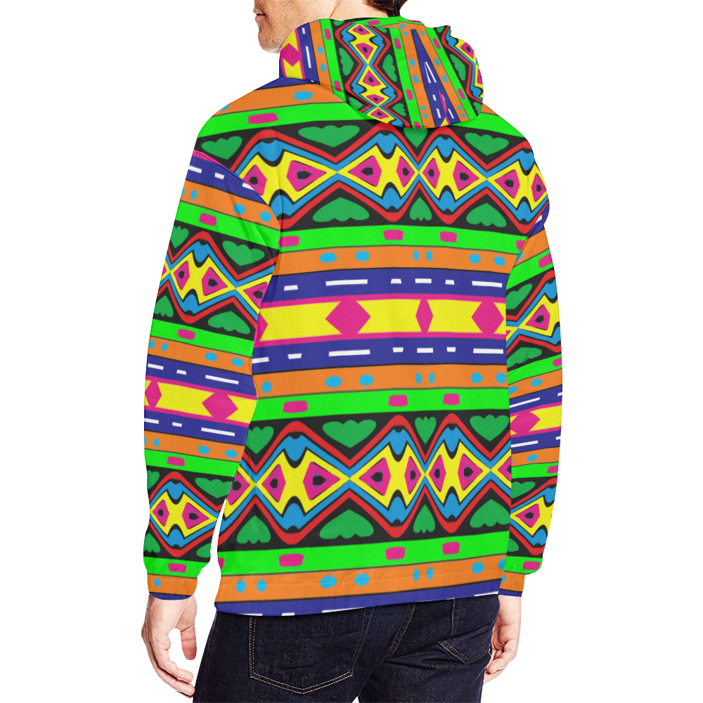 Distorted colorful shapes and stripes All Over Print Hoodie for Men (USA Size) (Model H13)