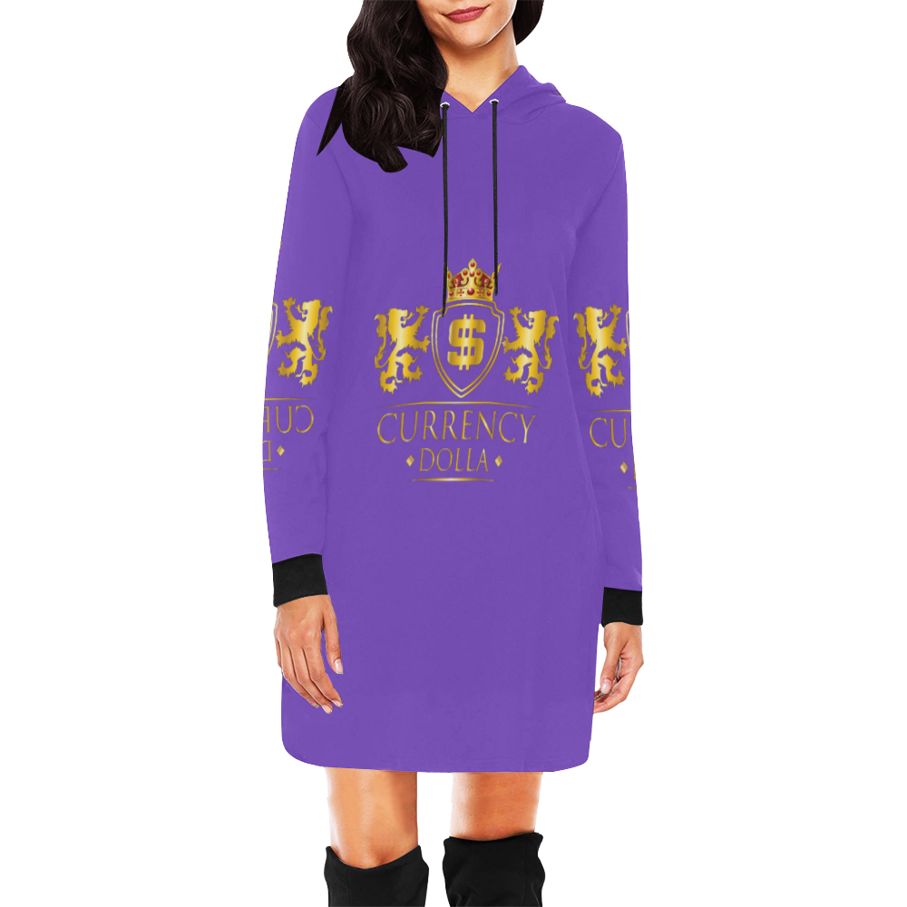 CURRENCY_DOLLA All Over Print Hoodie Mini Dress (Model H27)