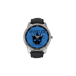 HUSTLER LOAH BLUE Men's Leather Strap Large Dial Watch(Model 213)