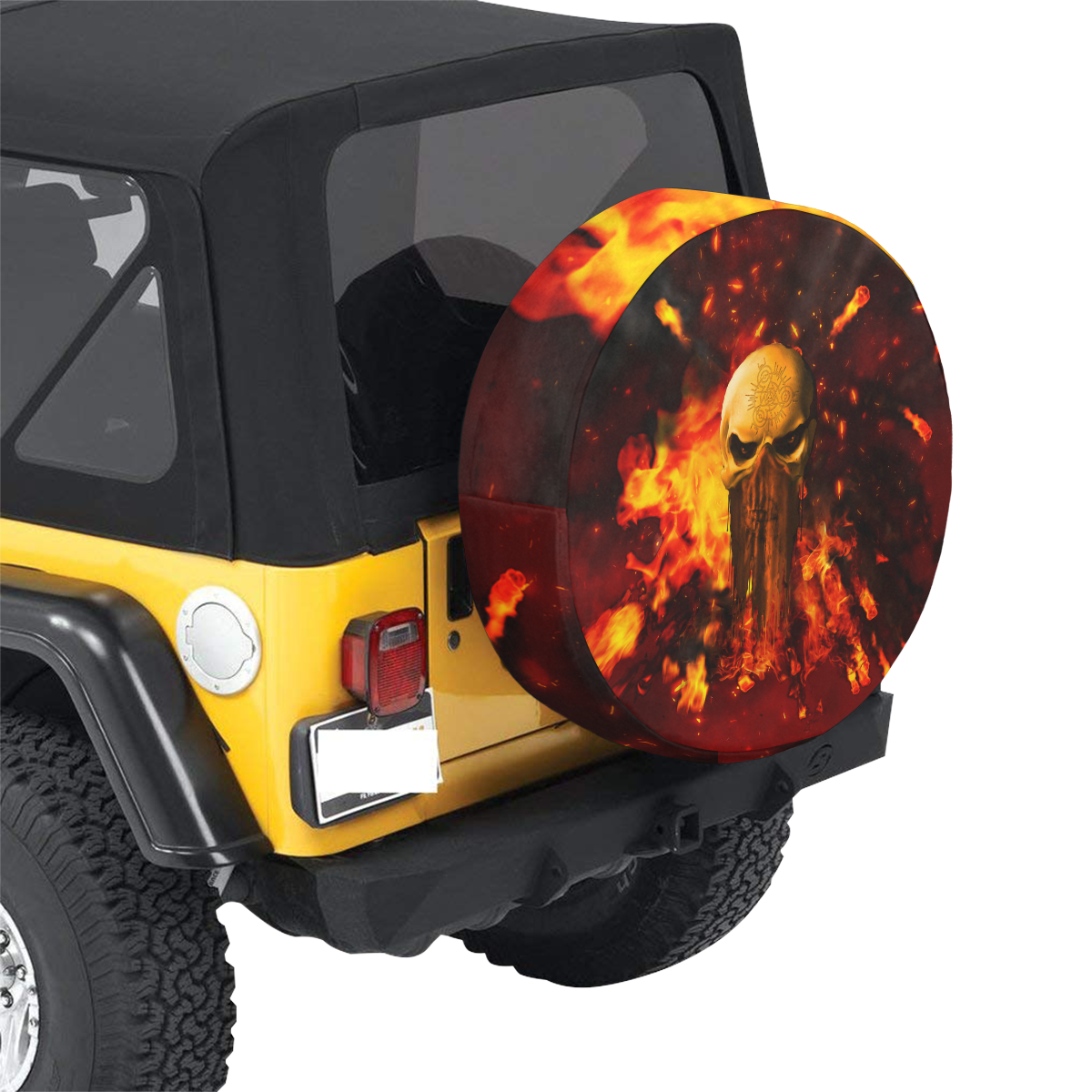 Amazing skull with fire 32 Inch Spare Tire Cover