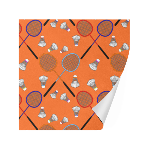 Badminton Rackets and Shuttlecocks Pattern Sports Orange Gift Wrapping Paper 58"x 23" (5 Rolls)