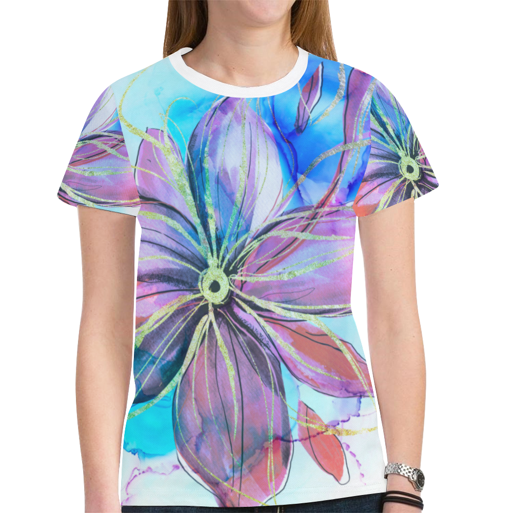FLOWER B New All Over Print T-shirt for Women (Model T45)