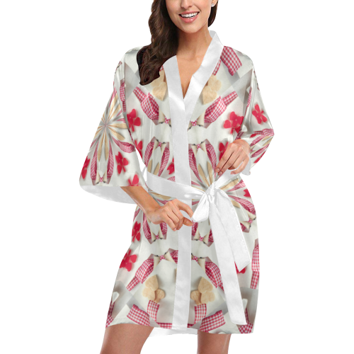Love and Romance Gingham and Heart Shapped Cookies Kimono Robe