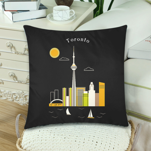 Toronto Custom Zippered Pillow Cases 18"x 18" (Twin Sides) (Set of 2)