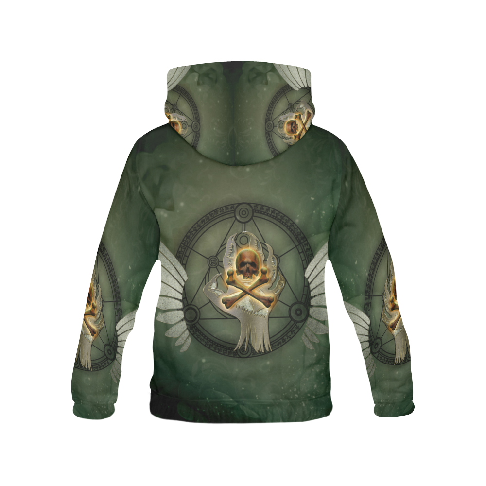 Skull in a hand All Over Print Hoodie for Men/Large Size (USA Size) (Model H13)