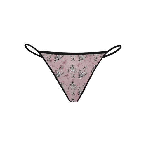 skeleton pink background Women's All Over Print G-String Panties (Model L35)