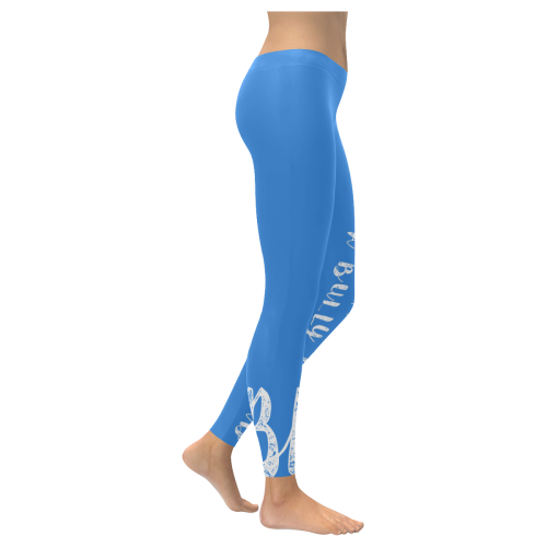 Bully Broad Leggings Blue Women's Low Rise Leggings (Invisible Stitch) (Model L05)