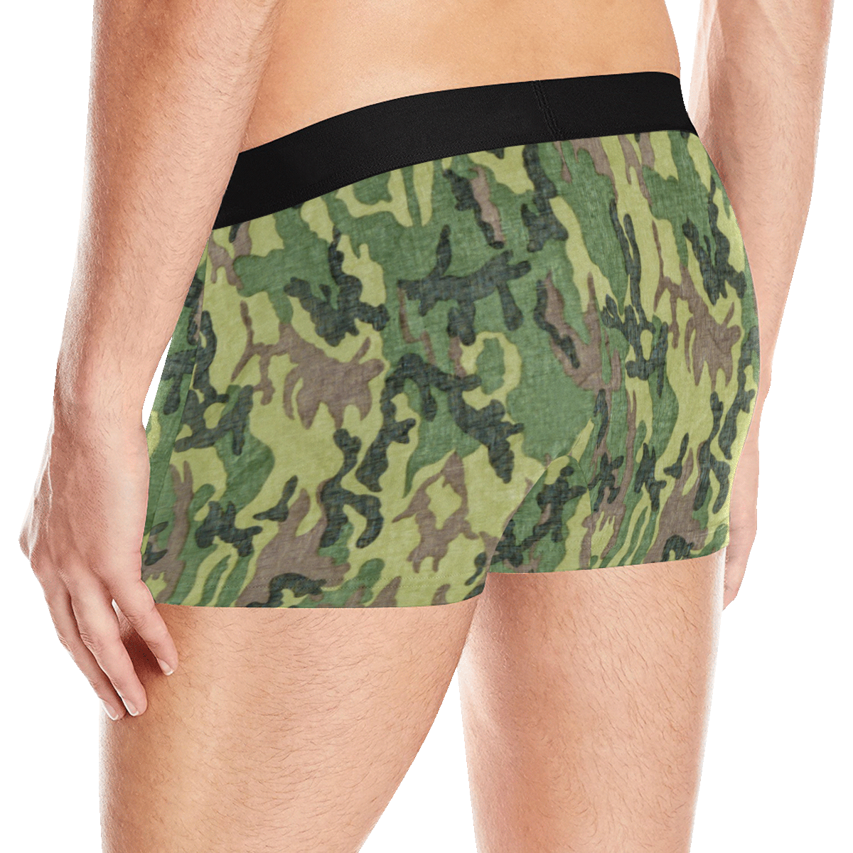 Military Camo Green Woodland Camouflage Men's Boxer Briefs with Merged Design (Model  L10)