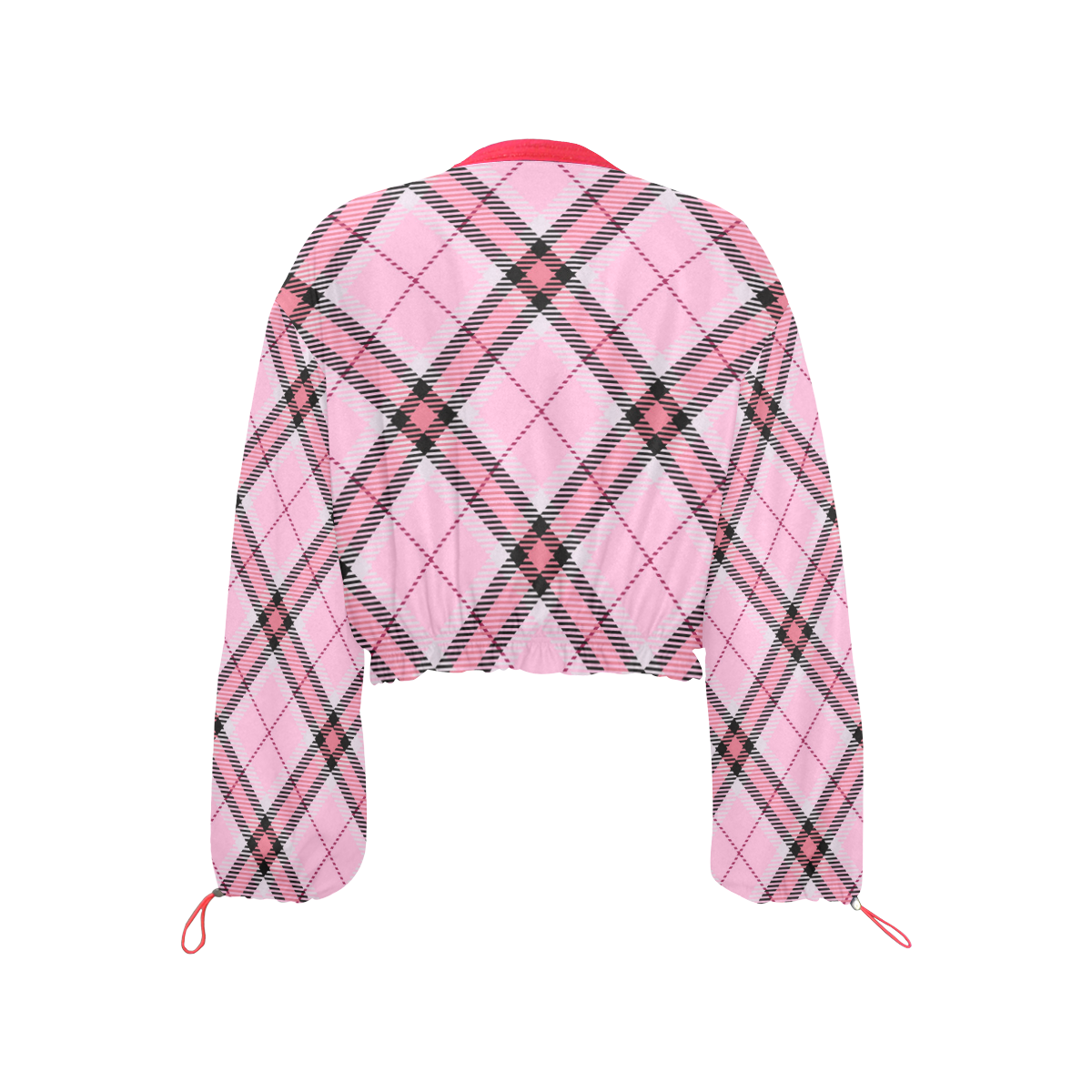pink plaid 2 Cropped Chiffon Jacket for Women (Model H30)