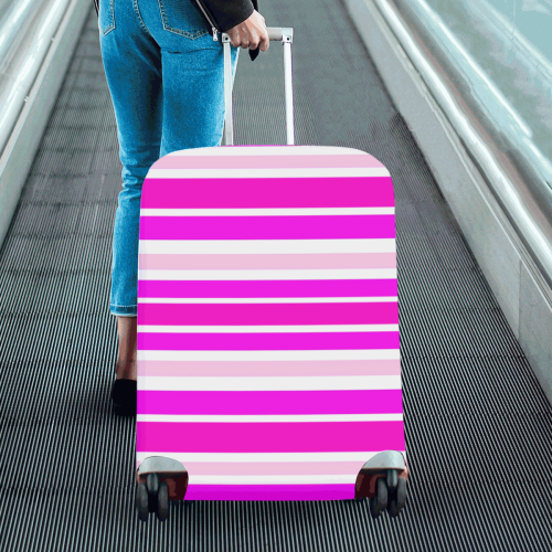 Summer Pinks Stripes Luggage Cover/Large 26"-28"