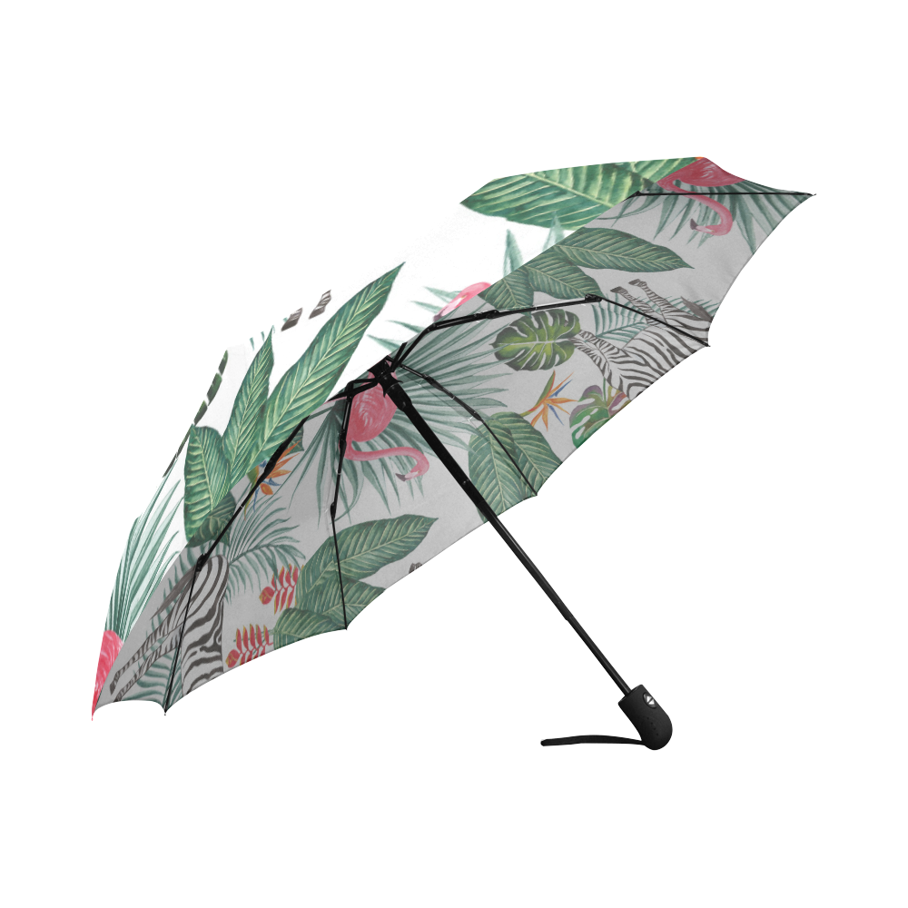 Awesome Flamingo And Zebra Auto-Foldable Umbrella (Model U04)