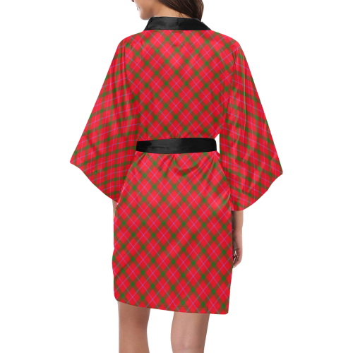 Holiday plaid tartan in red, green and lavender Kimono Robe