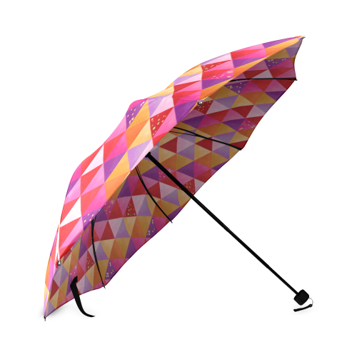Triangle Pattern - Red Purple Pink Orange Yellow Foldable Umbrella (Model U01)