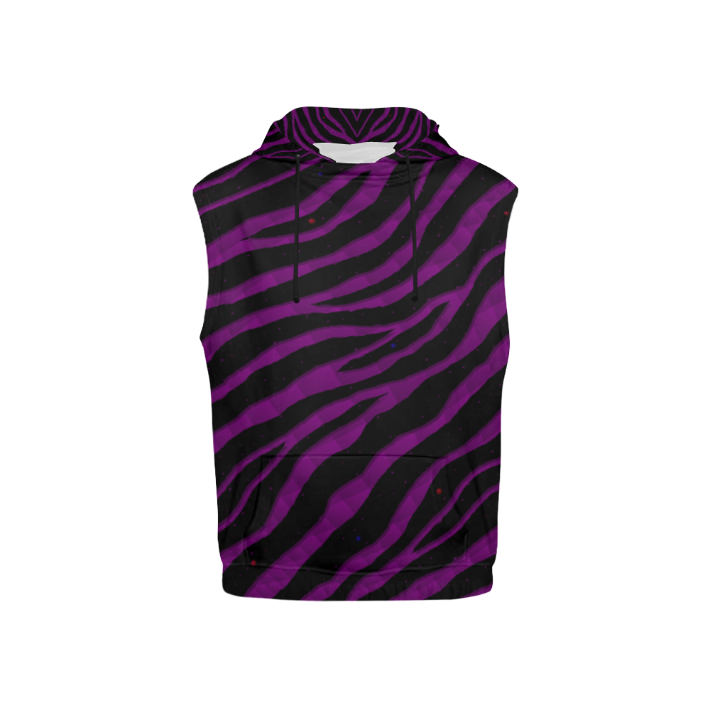 Ripped SpaceTime Stripes - Purple All Over Print Sleeveless Hoodie for Kid (Model H15)