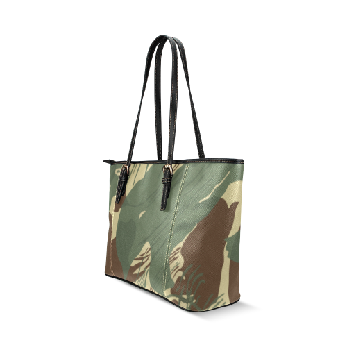 Rhodesian Brushstrokes camouflage Leather Tote Bag/Large (Model 1640)