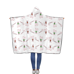 Christmas Candy Canes with Bows Flannel Hooded Blanket 50''x60''