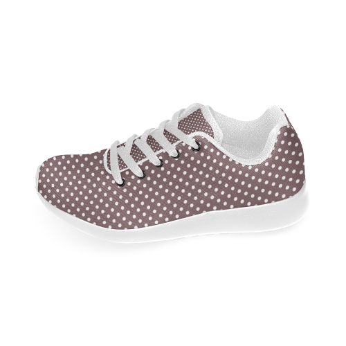Chocolate brown polka dots Kid's Running Shoes (Model 020)