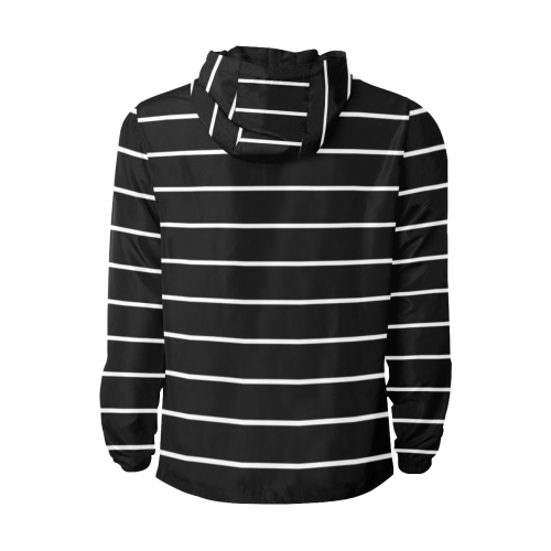 Black Striped All Over Print Quilted Windbreaker for Men (Model H35)