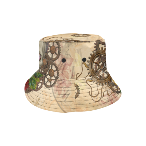 Steampunk Skull With Roses All Over Print Bucket Hat