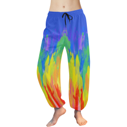 Flames Paint Abstract Classic Blue Women's All Over Print Harem Pants (Model L18)