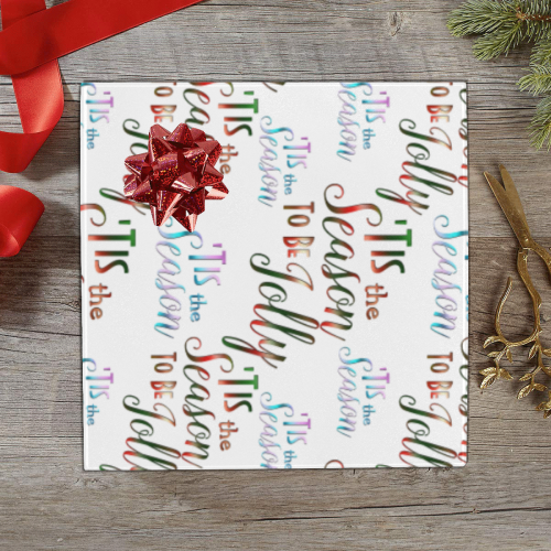 Christmas 'Tis The Season Pattern on White Gift Wrapping Paper 58"x 23" (1 Roll)