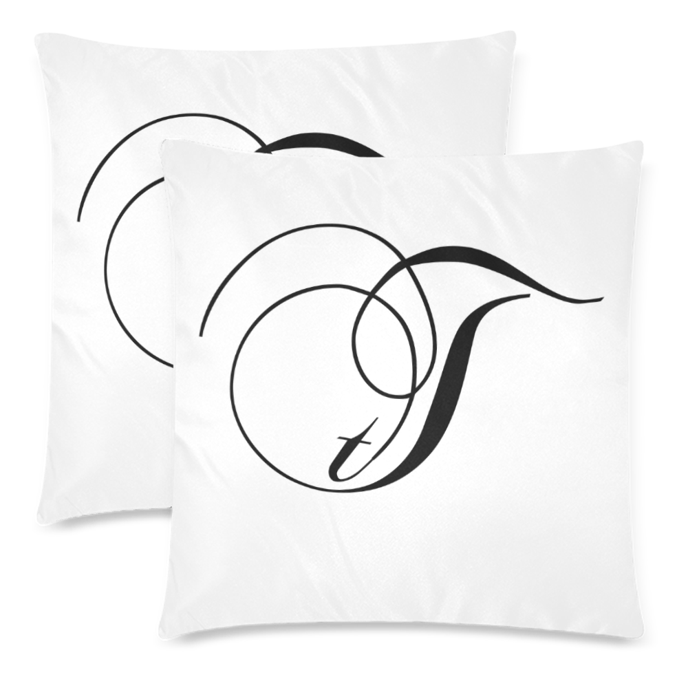 Alphabet T by Jera Nour Custom Zippered Pillow Cases 18"x 18" (Twin Sides) (Set of 2)