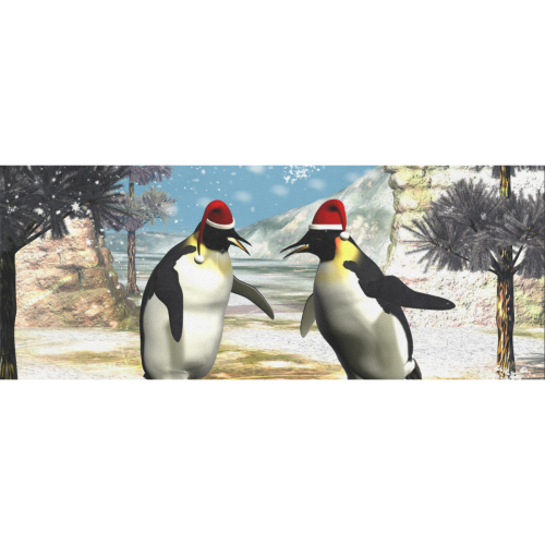 Funny penguins with christmas hat Gift Wrapping Paper 58"x 23" (1 Roll)