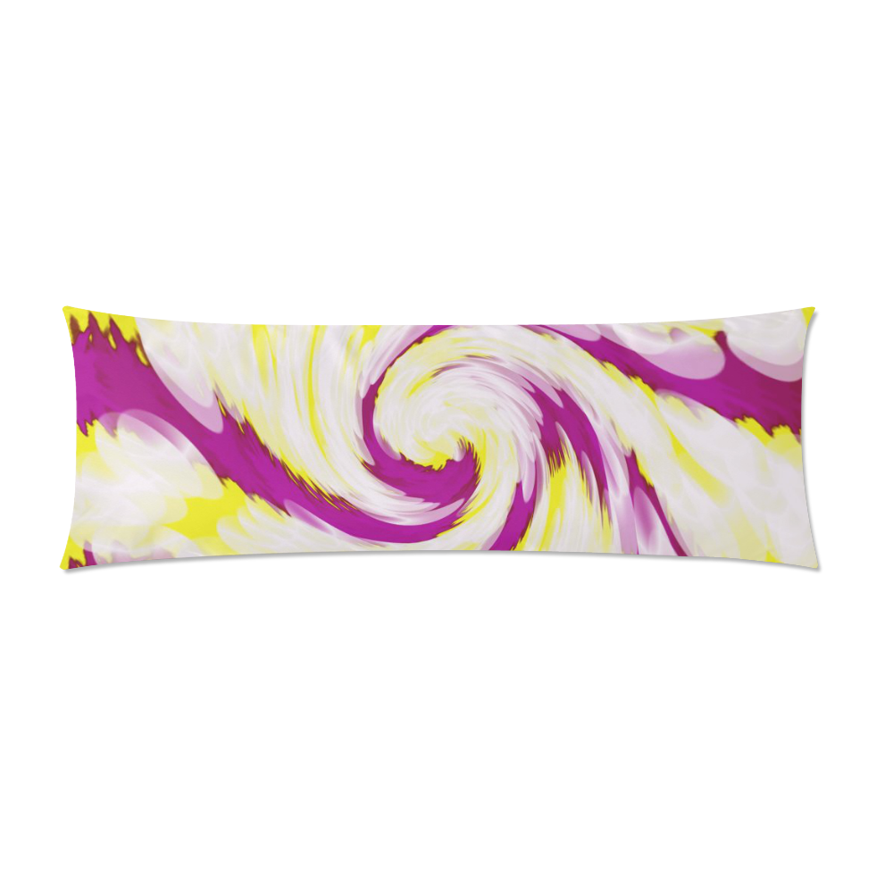 Pink Yellow Tie Dye Swirl Abstract Custom Zippered Pillow Case 21"x60"(Two Sides)