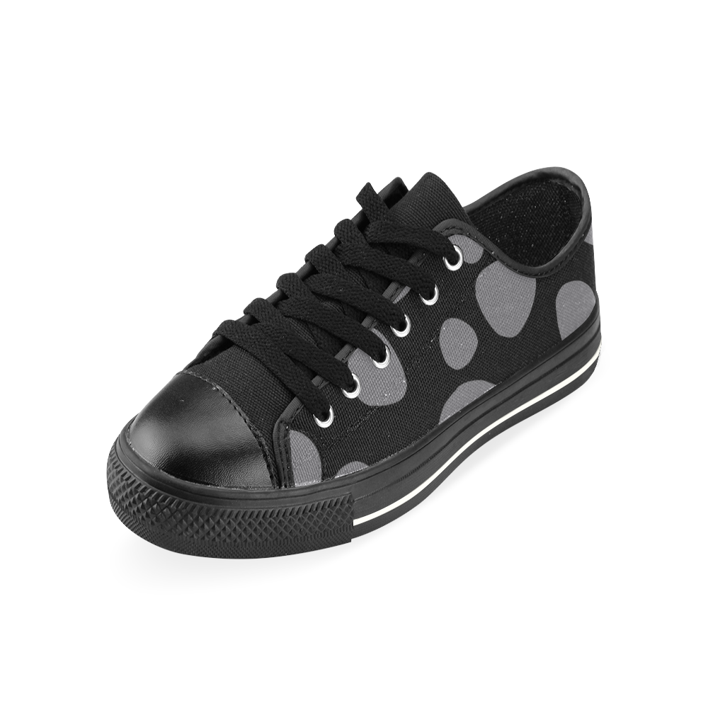 Black leopard skin Low Top Canvas Shoes for Kid (Model 018)
