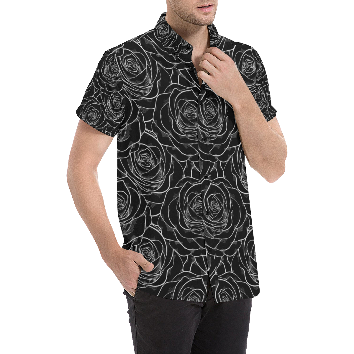Roses Pattern Men's All Over Print Short Sleeve Shirt (Model T53)