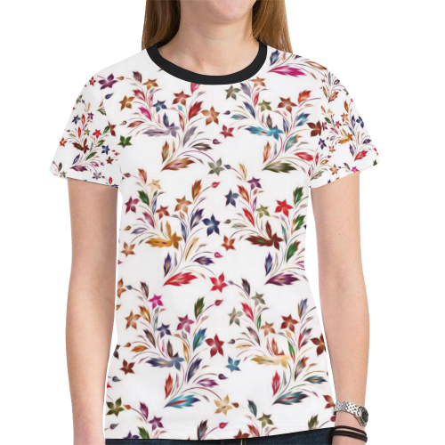 Vivid floral pattern 4182B by FeelGood New All Over Print T-shirt for Women (Model T45)