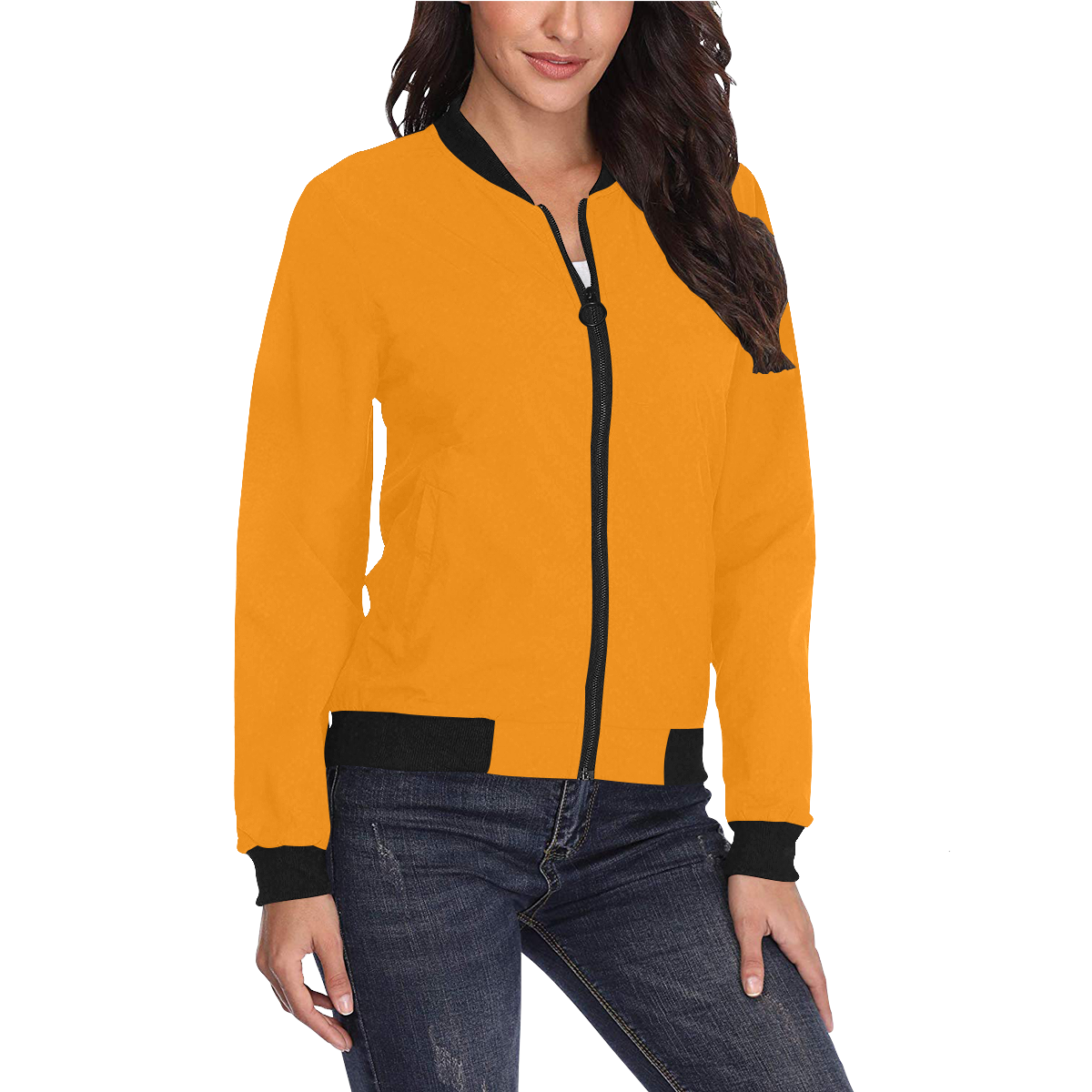 color dark orange All Over Print Bomber Jacket for Women (Model H36)