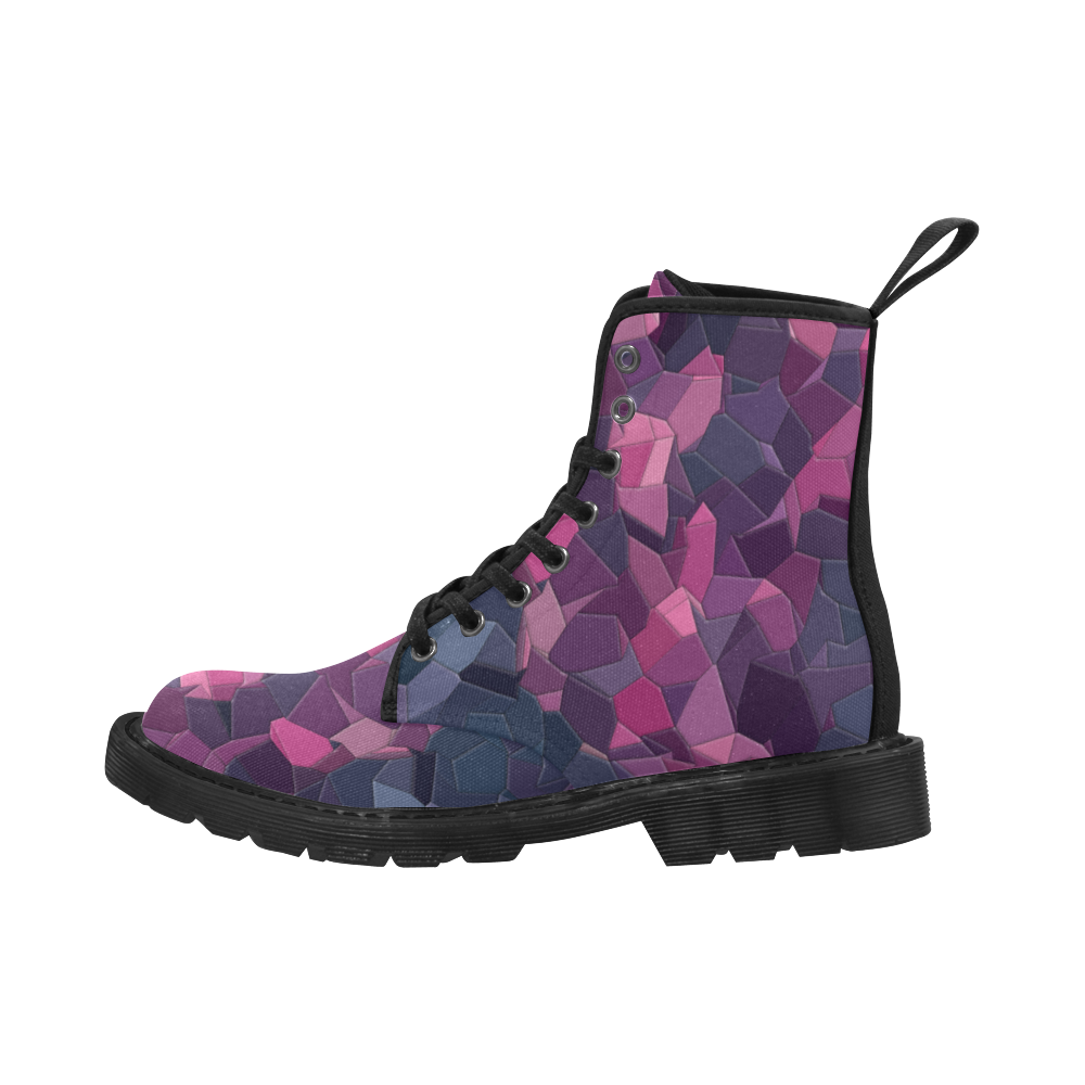 purple pink magenta mosaic #purple Martin Boots for Men (Black) (Model 1203H)