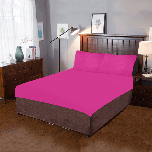 color Barbie pink 3-Piece Bedding Set