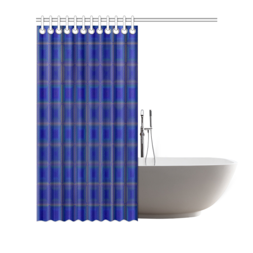 Royal blue golden multicolored multiple squares Shower Curtain 66"x72"